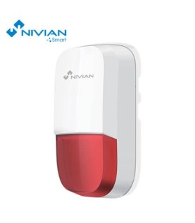 Compatible con Panel de Alarma Nivian Smart Luz de Aviso Nivian Smart NVS-S7B Sirena para Exterior inalámbrica Alarma 95 dB Batería de Respaldo y Salida 12VDC/1A 