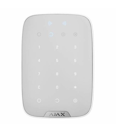 Teclado inalámbrico Ajax blanco con lector de etiquetas y tarjetas Mifare