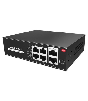 Switch PoE 60W 4 portas PoE + 2 Uplink