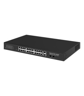 Switch HiPoE 300W 24 puertos PoE + 2 puertos uplink Gigabit + 2 puertos SFP Combo