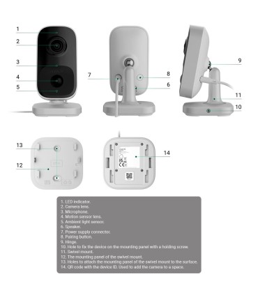 Ajax IndoorCam Negro — Cámara Wi-Fi de Interior 4 MP con IA