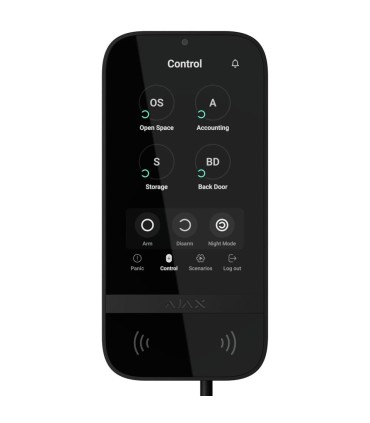 Teclado de ecrã tátil IPS com leitor RFID cor preto Ajax Fibra