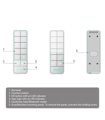 Outdoor keypad IP66/IK08 with RFID reader black Colour Ajax Fibra system