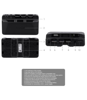 Módulo para alimentación adicional del bus Fibra Fibra Color negro