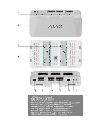 Modulo di alimentazione da 75 W per Ajax FIBRA, colore bianco
