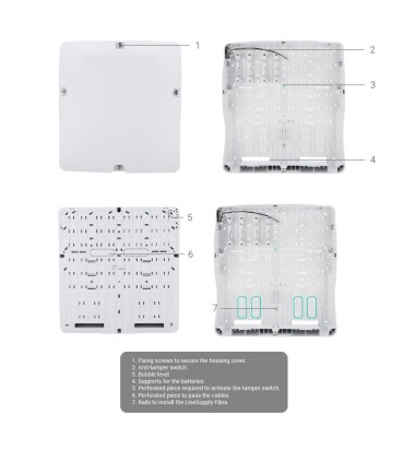 Housing with 8 slots for Fiber modules White Colour