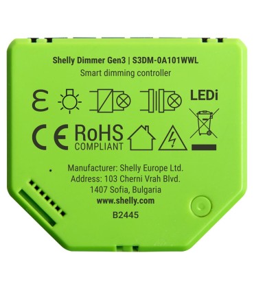 Módulo Regulador de Intensidade Wi-Fi Shelly Dimmer Gen3
