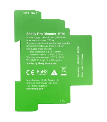 Dimmer Linea Singola Barra DIN Shelly Pro Dimmer 1PM